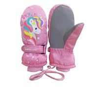 Jupsk Guantes para Niños de Esquí Invierno Mitones Manopla Impermeable Térmicos Unicornio Rosa Snowboard Gloves para Niñas Niños de 6 a 12 años