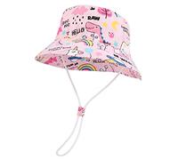 Jupsk Sombrero de Playa para niños, Sombrero de Verano para niños Unisex Sombrero de Cubo Sombrero de Protección Solar de ala Ancha con Patrón de Unicornio de Dinosaurio