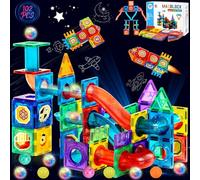 JUQG 102 Pcs Bloques de Construcción Magnéticos, Juego Construcción en 3D con Tuberías, Juguetes de Bloques de Construcción Educativos, Juguetes de Construcción para Niños para Niños Niñas 3+ (102Pcs)
