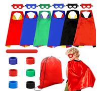 JUQG Conjunto de Disfraces de Superhéroe, Capas de Superhéroes Infantiles, Disfraz Infantil de Rol con Antifaz y Pulseras, Regalos de Cumpleaños para Fiestas de Niños y Niñas (6 Roles)