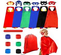 JUQG Conjunto de Disfraces de Superhéroe, Capas de Superhéroes Infantiles, Disfraz Infantil de Rol con Antifaz y Pulseras, Regalos de Cumpleaños para Fiestas de Niños y Niñas (6 Roles)