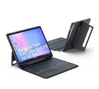 JUQITECH Funda con teclado táctil para Samsung Galaxy Tab S10 Lite S10 FE S9 FE de 11.9 pulgadas, S9 de 11 pulgadas, diseño del Reino Unido, teclado inalámbrico magnético, modo vertical/horizontal