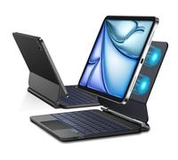 JUQITECH Magic Keyboard - Funda para iPad Air de 11 pulgadas (M2, M3) con trackpad multitáctil, pantalla LED de estado, teclas retroiluminadas de 6 filas, para iPad Pro de 11 pulgadas (1ª, 2ª, 3ª, 4ª