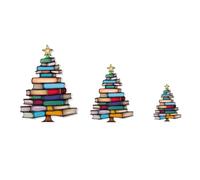 Juqoyue 3 Piezas de Adornos Atrapasueños con Forma de Árbol de Libros, Temática de Árbol de Navidad de Libros, Regalo para el Club de Amantes de los Libros
