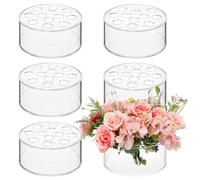 Juqoyue 6 Piezas de Centro de Mesa Floral Acrílico para Decoraciones de Mesa de Comedor Florero Redondo de Boda Floreros de Centro de Mesa de 12 Agujeros
