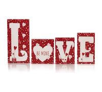 Juqoyue Bloques de Letras de Madera con Forma de Corazón Románticos para el Día de San Valentín, Letrero, Adornos para Repisa de Chimenea, Decoración Romántica
