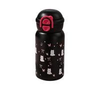 Juqoyue Botella de Agua de Acero Inoxidable con Pajita, 500 Ml, Adorable de Viaje Negra para Bebidas Frías o Calientes