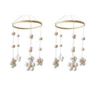 Juqoyue Carillón de Viento con Forma de Flor de Bola de Pelo Nórdico para Cama, Habitación de, Habitación de Niños, Tienda de Ropa Infantil, Decoración de Carillón de Viento D