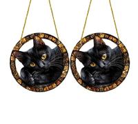 Juqoyue Colgante de Disco de Acrílico con Forma de Negro para Decoración de Ventanas, Porche, con Cadena y Etiqueta para Decoración de Exteriores