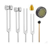 Juqoyue Diapasones para Curación, Diapasón de Aleación de Aluminio de 128 Hz, 136,1 Hz, 256 Hz, 384 Hz, Activador de Disco de Hockey y Pies de Gemas