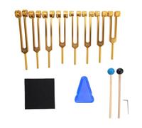 Juqoyue Juego de Diapasones para Chakras, Diapasones Ponderados para 7 Chakras y 1 Propósito del Alma para Meditación, Yoga y Sanación con Sonido, Dorado