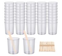 Juqoyue Kit de 90 Vasos Mezcladores de Epoxi, 40 Vasos Graduados, Vasos de Escala Transparente con Paquete de 50 Varillas de Madera para Mezclar, 100 Ml