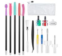 Juqoyue Kit de Limpieza para Máquinas de Coser de 15 Piezas, Herramientas de Limpieza para Máquinas de Coser Que Incluyen Pinzas, Desgarradores y Destornilladores