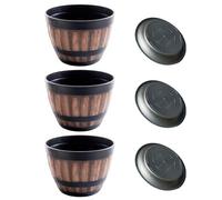 Juqoyue Macetas, Macetas de Barril de Whisky, Macetas de Plástico, Diseño de Barril de Vino de Imitación, para Plantas de Jardín (3 Piezas), 30 cm