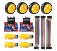 Juqoyue Motor Eléctrico de 4 Piezas de CC de 3 A 6 V con 4 Ruedas de Plástico, Motorreductor de Doble Eje, Kit de Bricolaje para Kit de Coche Inteligente
