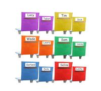 Juqoyue Paquete de 12 Gráficos de Bolsillo para Respaldo de Silla, Bolsillos para Sillas para Aulas, Gráfico de Bolsillo para Asiento con 3 Bolsillos de Almacenamiento Resistentes