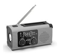 Juqoyue Radio de Emergencia con Manivela, Multifunción, Am/FM/, Solar, con Alarma SOS, 4000 MAh, Color Gris