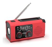 Juqoyue Radio de Emergencia con Manivela, Multifunción, Am/FM/, Solar, con Alarma SOS, 4000 MAh, Color Rojo
