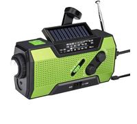 Juqoyue Radio Meteorológica de Emergencia con Manivela, Portátil, Carga Solar, Linterna LED Am/FM/, Alerta SOS de 2000 MAh