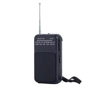 Juqoyue Radio Portátil de Bolsillo Am FM, Radio Estéreo de 2 Bandas, con Antena Telescópica y Conector para Auriculares de 3,5 mm, Color Negro