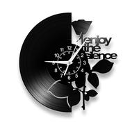 Juqoyue Reloj de Pared de Cuarzo Silencioso: Diseño de Disco de Vinilo con Letras Inspiradoras y una Ilustración de Rosas, para Estudios de Música