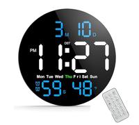 Juqoyue Reloj de Pared Digital, Reloj de Pared de 10 Pulgadas con Pantalla LED Grande, Pantalla de Segundos, Botón Silenciable, Brillo Automático