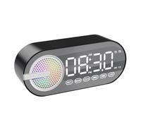 Juqoyue Reloj Despertador con Altavoz Bluetooth Inalámbrico Silencioso, Reloj Digital con Espejo LED RGB y USB, FM, Pantalla Grande, Decoración para Sala de Estar