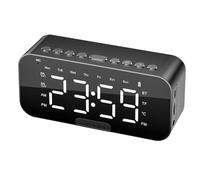 Juqoyue Reloj Despertador Digital LED con Bluetooth 5.1 Reproductor de Música Portátil Recargable Compatible con Tarjeta TF Conexión AUX Negro