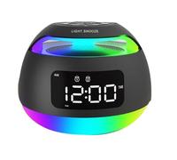 Juqoyue Reloj Despertador Portátil con Luz LED RGB, Receptor de Radio con Luz Colorida, Altavoz Inalámbrico Bluetooth con Doble Alarma y Función de Repetición, B