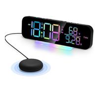 Juqoyue Reloj Vibratorio con Alarma Súper Fuerte y Vibrador Que Hace Temblar la Cama. Varios Modos de Visualización con Colorida Luz LED RGB