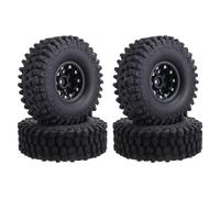 Juqoyue Ruedas Beadlock 1.9 y Neumáticos de Goma de 120 mm de Diámetro para Coche RC 1/10 AXIAL SCX10 II -4 T6 Negro