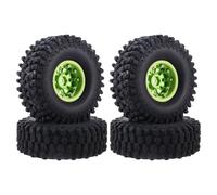 Juqoyue Ruedas Beadlock 1.9 y Neumáticos de Goma de 120 mm de Diámetro para Coche RC 1/10 AXIAL SCX10 II -4 T6 Verde