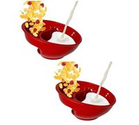 Juqoyue Tazón de Cereales Dividido, Tazones Reutilizables para Bocadillos y Salsas para Yogur, Leche, Bayas, Papas Fritas y Kétchup Rojo