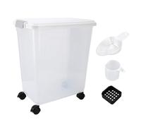 Juqrelith Contenedor de Arroz 30KG Capacidad, Diseño Hermético, Material PP Transparente - Almacenamiento Seguro, Fácil Relleno, Ideal para Cocina y Despensa
