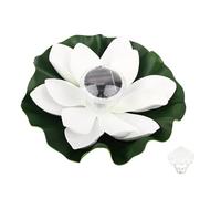 Juqrelith Lámpara Solar Flotante de Flor de Loto, Luz LED RGB, IP65 Resistente al Agua, 28 cm - Control Automático, Iluminación Colorida para Jardines y Estanques (Blanco colorido)