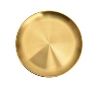 Juqrelith Redondo de Acero Inoxidable, 23 cm, Color Dorado, Bandeja para Barbacoa, Postres y Servicio - Diseño Duradero, Fácil de Limpiar, Uso en Hogar y Restaurantes