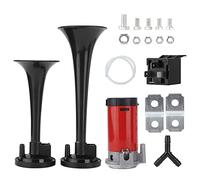 Juqrelith Timbre Doble para Coche, 12V DC, 130dB, Negro, Universal para Vehículos - Sonido Potente y Claro, Fácil Instalación, Ideal para Coches y Motos