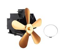 Juqrelith Ventilador de Chimenea de 5 Aspas, Alimentado por Calor, Montado en Pared, Aleación de Aluminio, Color Plata - Ahorro Energético, Fácil Instalación, Ideal para Estufas de Leña (Clima)