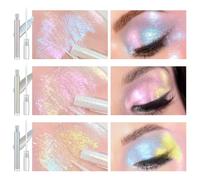 JUR MORNIER Juego de sombras de ojos líquidas multicolor de 3 colores, delineador de ojos multidimensional de metal, resistente al agua, altamente pigmentado, sombra de ojos, brillo ultrafino (01
