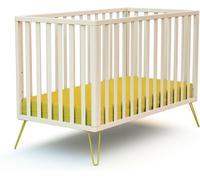 Jurababy Cuna madera Blanco y Amarillo 60 x 120 cm