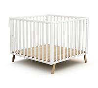 JURABABY - Parque infantil bebé evolutivo KASA madera - Blanco - 100x100cm