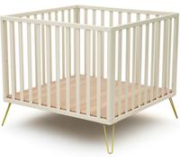 Jurababy Parque infantil madera madera Blanco y Amarillo 100 x 100 cm