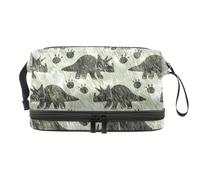 Jurassic Dinosaur Fossil - Bolsa de cosméticos de doble capa para mujeres y niñas, neceser de viaje para maquillaje, práctica bolsa organizadora con compartimento para cepillos, multicolor, 27x15x14