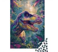 Jurassic Dinosaur Jungle Puzzle de 1000 Piezas Papel para Adultos Colorido Juego de Puzzle 1000 Piezas Relax Familiar Decoración Regalo 38x26cm/1000pcs