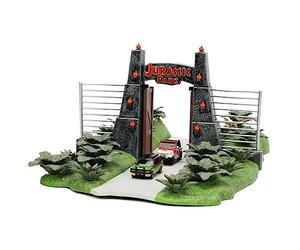 Jurassic Park 30th Anniversary Jurassic Gate Nano Scene Diorama w/ Two 1.65" Die-Cast Cars, Toys for Kids and Adults