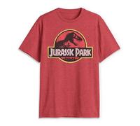 Jurassic Park Camiseta clásica con Logotipo de la película para Hombre, Rojo (Red Heather), Large