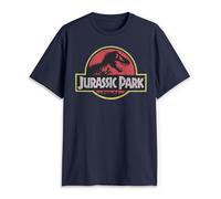 Jurassic Park Camiseta clásica con Logotipo de película para Hombre, Azul Marino, Large