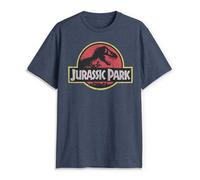Jurassic Park Camiseta clásica con Logotipo de película para Hombre, Brezo Azul Marino, X-Large
