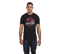 Jurassic Park Distressed Logo Camiseta, Negro, XXL para Hombre