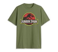 Jurassic Park Classic Movie Logo T-Shirt Camiseta, Verde (Military Green), L para Hombre